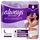 Always Discreet Wochenbett Höschen, Größe L, 8 Stück, ohne Duft, sehr saugfähig, angenehmes Tragegefühl